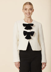 DOLCE CABO VELVET BOW TWEED BLAZER